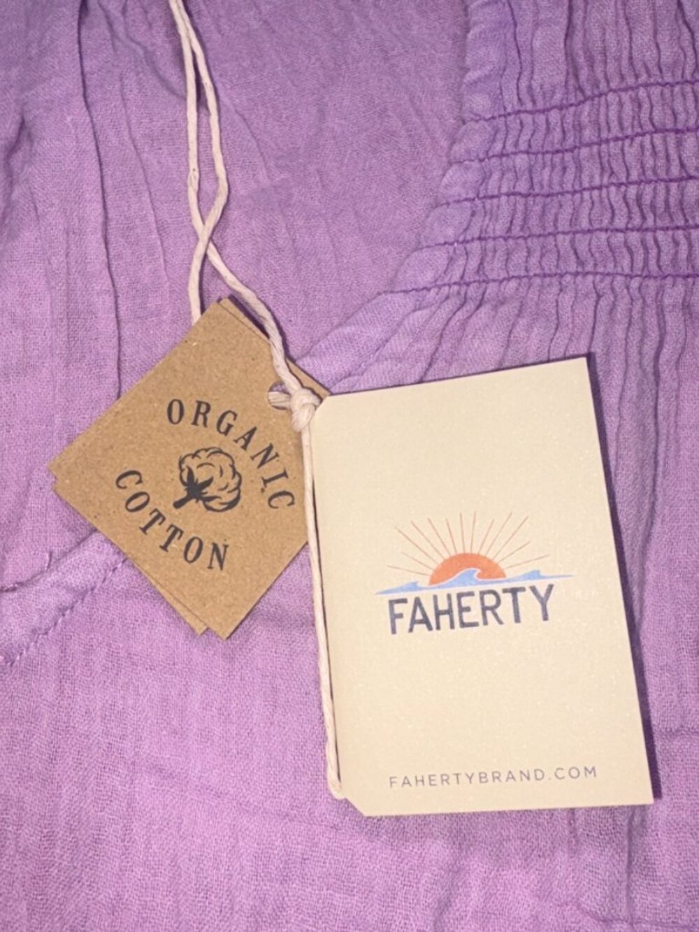 NEW NWT Faherty Dream Cotton Gauze Ainsley Top Lavender Nirvana size Large - Picture 4 of 13